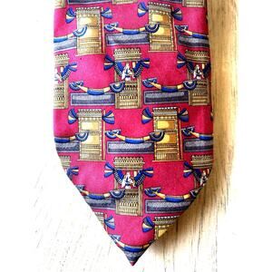 VTG Silk Red tie PHENIN AEROPORT CHARLES DE GAULLE PARIS Airport Made in ITALY